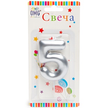 Свеча для торта "ЦИФРА" 5