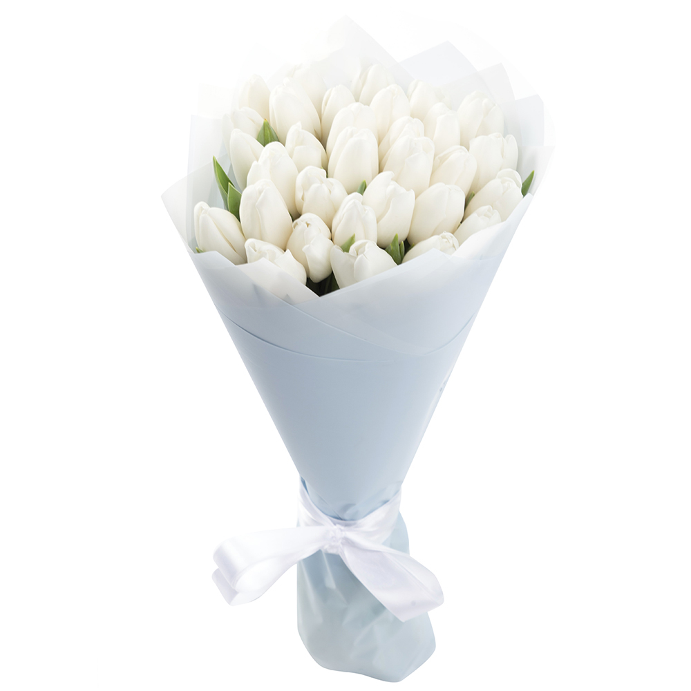 Букет из 31 белого тюльпана Букет из 31 белого тюльпана