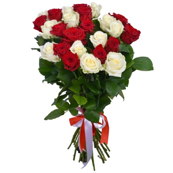 21 роза микс 60 см