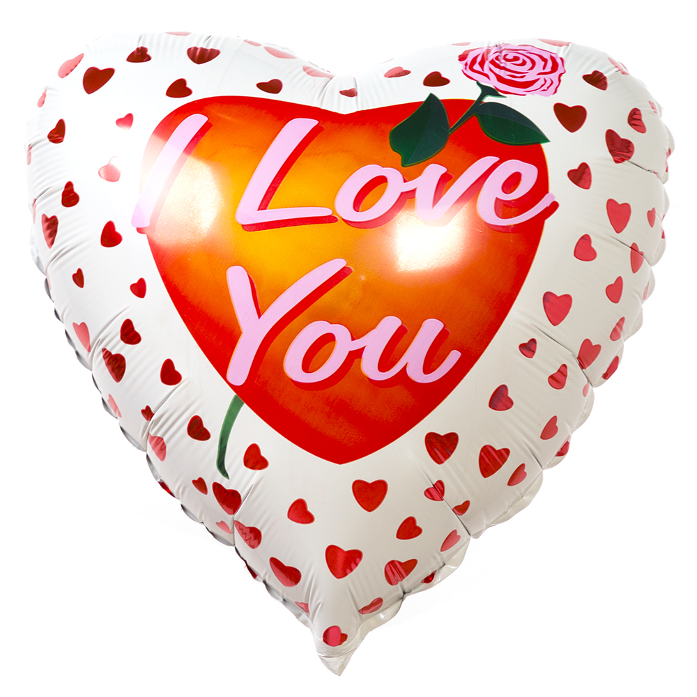 Фольгированный шар Сердце I Love you с рисунком сердечки Фольгированный шар Сердце I Love you с рисунком сердечки